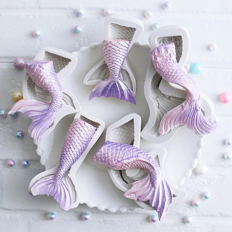 Mermaid Tail Silicone Mold Sugarcraft Cookie Cupcake Chocolate Baking Mold Fondant Cake Decorating Tools ► Photo 1/6