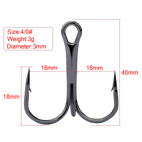 50pcs 4/0 5/0 6/0 8/0 10/0 model three anchors treble hook triple hook without feather naked barbed hook pike fishing tackle ► Photo 1/6