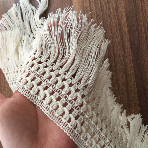 3Yards 12cm Beige Long Tassel Trim Dangling Curtain Lace Sewing Craft Material Z1224 ► Photo 1/6