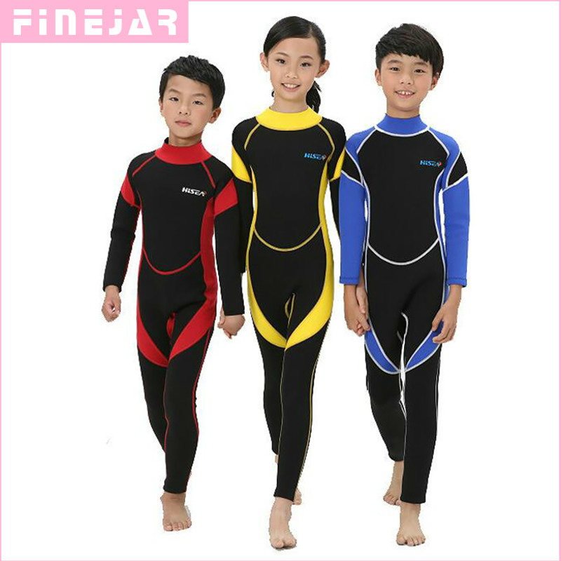 2.5MM Children One Piece Long Sleeve Diving Wetsuit Kids Boys Girl Swimming Suit