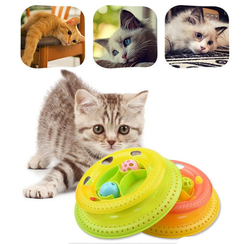 Bell pet cat toy round play disc entertainment funny cat Intelligence puzzle play track tower Cat Toy Balls cat scratch board ► Photo 1/6