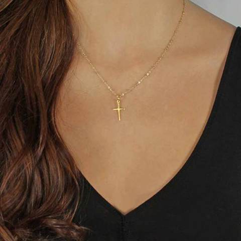 ALIUTOM 2022 Summer Gold Chain Cross Necklace Small Gold Cross Religious Jewelry ► Photo 1/6