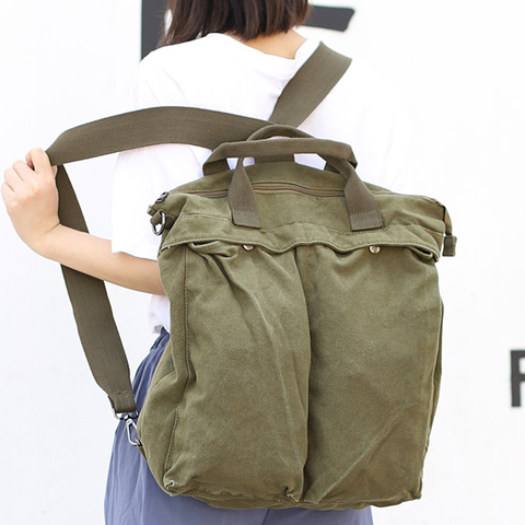 Unisex Multi-functional Canvas Handbag Women Big Capcity Multi-pocket Bag School Fabric Eco-friendly Flap Book Bag Shoulder Bag ► Photo 1/6
