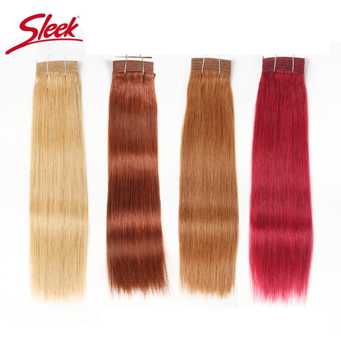 Sleek Double Drawn Brazilian Silky Straight Hair Human Hair Weave Bundles Remy 1 Pc Only 27/30/ 6/8/ Red/ 99J Hair Bundles 113G ► Photo 1/6
