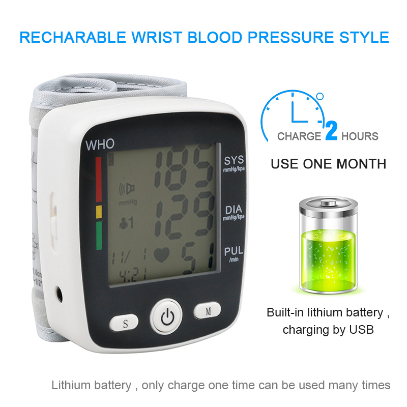 Usb Rechargeable Blood Pressure Electronic Pulse Meter Arm Sphygmomanometer  Heart Beat Rate Tonometer With Armband Health Care - Blood Pressure -  AliExpress