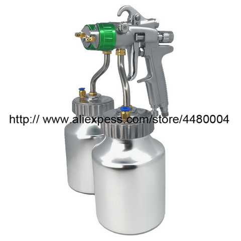 Newest HVLP Polyurethane spray gun 1.3mm Pressure Feed Spray Gun, Nano Chrome Paint Sprayer, Dual Head Pneumatic tools ► Photo 1/6