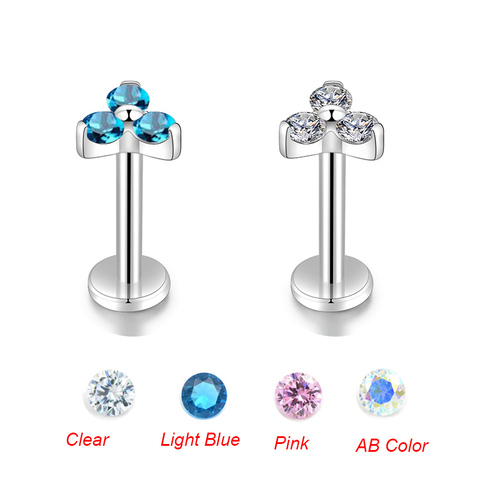 1Pc Clear Gem Zircon Flower Lip Ring Ear Tragus Bar Cartilage Earring Stud Piercing Fashion Jewelry For Sexy Girls ► Photo 1/4