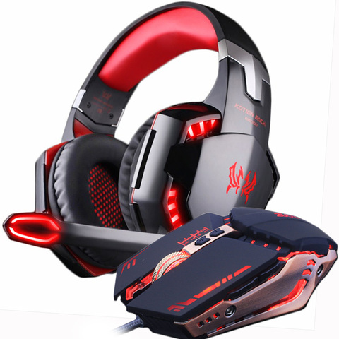 Gaming Headset and Gaming Mouse 4000 DPI Adjustable Stereo Gamer Earphone Headphones + Gamer Mice LED Light Optical USB Wired ► Photo 1/6