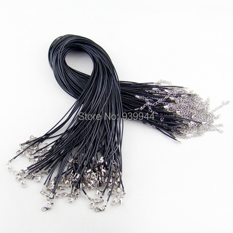 1.5mm black Wax Leather cord necklace rope 45cm with Lobster clasp good quality for jewelry diy  50pcs/lot fast ship wholesale ► Photo 1/4