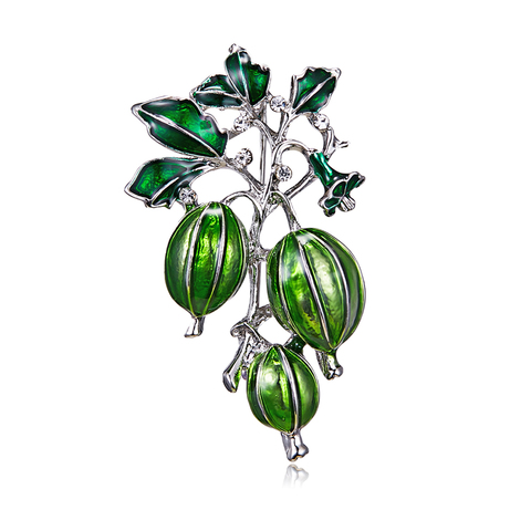 New Enamel Green Olives Brooches Women And Men's Alloy Plant Brooch Pins Girls' Hat Bag's Broche Gift ► Photo 1/5