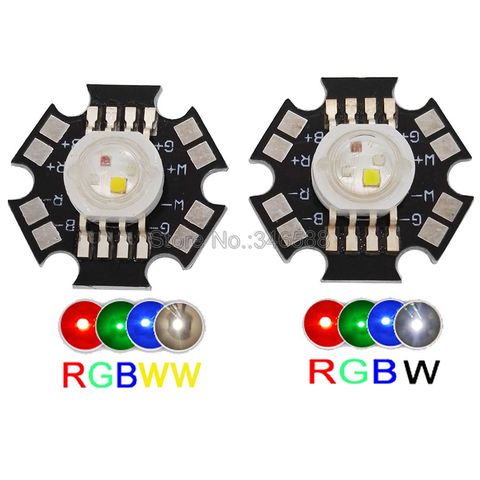 5pcs/lot! 4W RGBW RGBWW High Power LED Light Emitter Bead RGB + Warm White or RGB + White 4 Chip LED Lamp Chip With 20mm PCB ► Photo 1/6