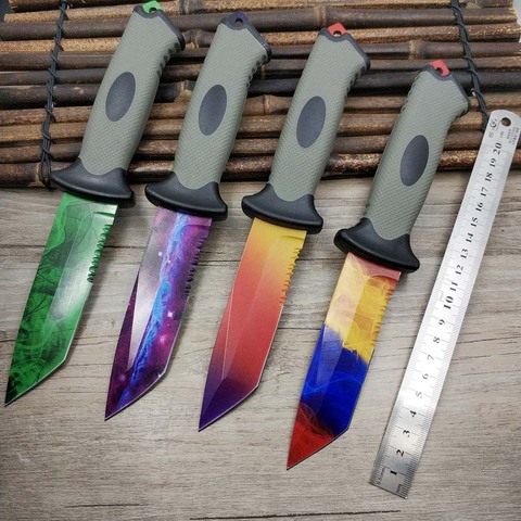 Stainless Steel CS GO Real Bear Knives Integrated Handle Strike Tactical Sawtooth Fixed Blade Hunting Straight Camping Knife ► Photo 1/6