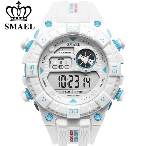 SMAEL White Watch Sport Watches for Men Waterproof Multifunction Wristwatches  Mens Army Military Digital Outdoor Sports Watch ► Photo 1/6