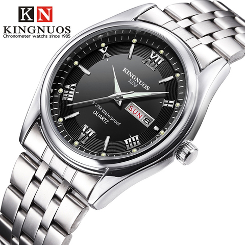 Men Watches 2022 Brand New Kingnuos Steel Waterproof Quartz Wristwatch for Men Saat Date Week Display Luminous Hour Reloj Hombre ► Photo 1/6