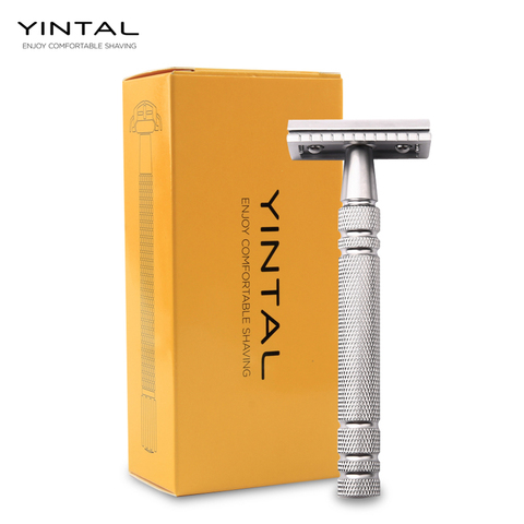 YINTAL Shaver Matte Silver Classic Safety Razor For Shaving Men Quality Brass Copper Handle Double Edge Manual Razors ► Photo 1/6