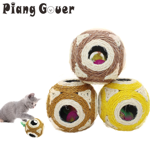 Feather Sisal Ball Pet Cat Toys Playing Sound Squeak Toys For Cats Kitten ► Photo 1/6