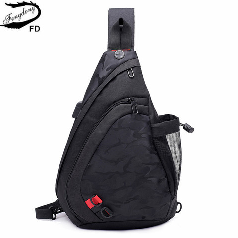 Fengdong waterproof fabric male crossbody bag small black camouflage sling chest bag one shoulder bags for women bagpack daypack ► Photo 1/6