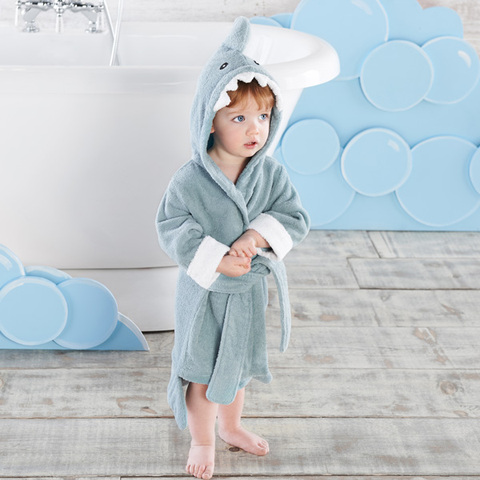 Size L fits 4-6 years old Children Blue and pink shark kids bathrobe/Baby bath towel/Infant Beach ponchos/Swim Gown ► Photo 1/6