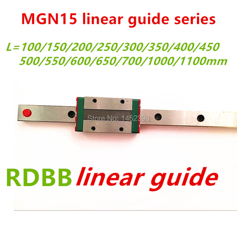 15mm Linear Guide MGN15 100 150 200 250 300 350 400 450 500 550 600 700 mm linear rail + MGN15H or MGN15C block 3d printer CNC ► Photo 1/1