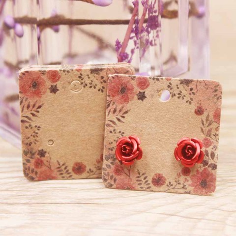 50pcs flower pattern stud jewelry earring display paper package card DIY handmade/marble heart elegant stud earring card ► Photo 1/6
