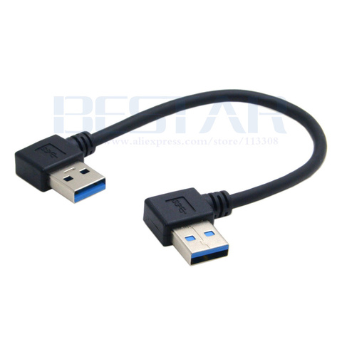 20CM USB 3.0 Type A Male 90 Degree Left Angled to USB 3.0 A Type Right Angled Extension Cable 0.2m ► Photo 1/6