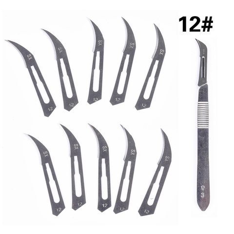 10Pcs Sculpting Blades with  1Pcs Scalpel Knife 10# 11# 12# 15# Animal Surgical Knife Wood Carving Pen PCB Carving Knife ► Photo 1/6