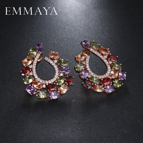 EMMAYA Brand New Multi Color Cz Stud Earring High Quality Fashion Earrings for Women Crystal Party Jewelry ► Photo 1/6