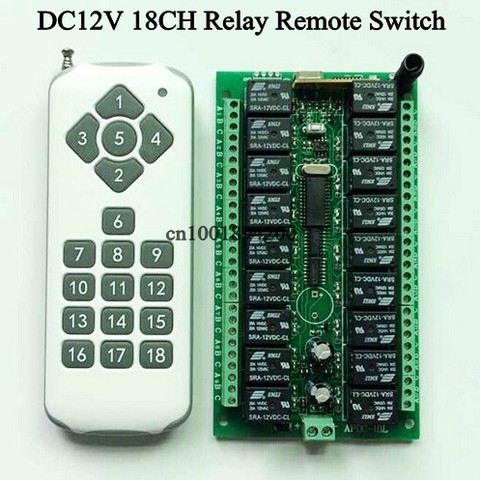 DC 12V 18CH Relay Remote Switch 18 Relay Receiver 18 Button Remote Transmitter Contact RX TX ASK Light Lamp Smart Home Wireless ► Photo 1/4