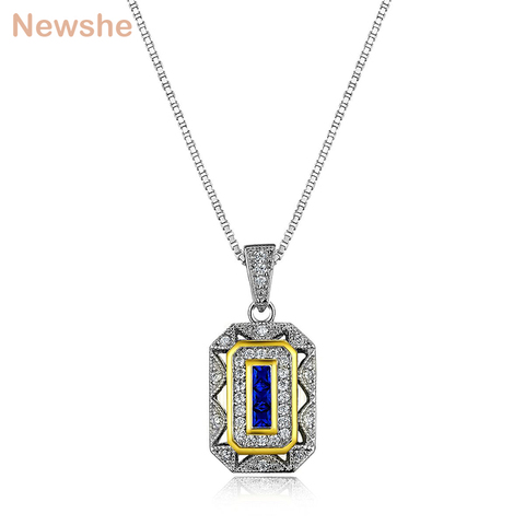 Newshe Gold & White Color Blue Zirconia 925 Sterling Silver Pendant Come with 18 Inches Chain Gift Jewelry For Women ► Photo 1/4