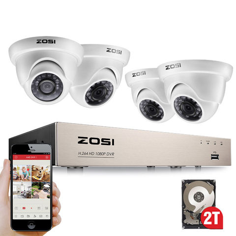 ZOSI 8CH FULL TRUE 1080P HD-TVI DVR Recorder HDMI With 4X 1980TVL Indoor outdoor Surveillance Security Dome Camera System ► Photo 1/6