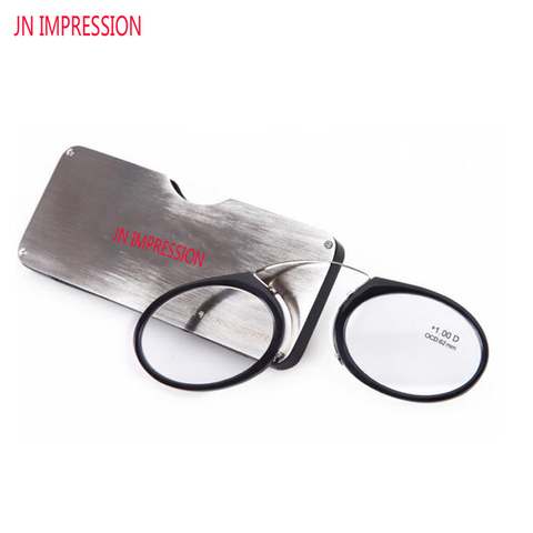 JN IMPRESSION Titanium Mini Reading Glasses Clip Nose Round Optical Glasses With Box Wallet Prescription Eyewear Degree 1 To 3.5 ► Photo 1/1