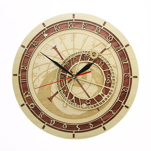 Prague Astronomical Clock in Wood Czech Republic Medieval Astronomy Wall Art Astrology Decorative Wall Watch Artwork Prague Gift ► Photo 1/6