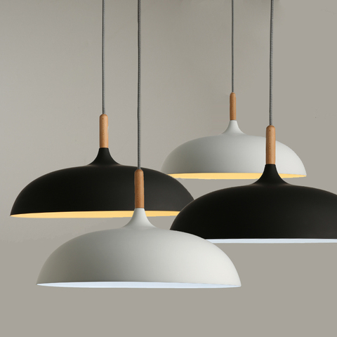Minimalist Modern Pendant Lamps E27 Wood & Aluminum Lampshade Hanging & Pendant Lights 110V 220v for Art Fashion Decor Luminaire ► Photo 1/6