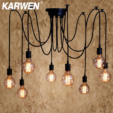 KARWEN Nordic Spider Industrial Pendant Lamp E27 Loft Edison Industrial Hanging lamps Length 120cm 150cm 200cm Pendant Lights ► Photo 1/6