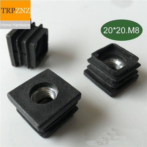 20*20mm*M8,Black Square tube plug, With screws, adjustable,plastic plug,Non-slip, Table chair  foot pad, Furniture foot support ► Photo 1/1