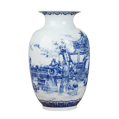 Classic Chinese Blue and White Ceramic Vase Antique Tabletop Porcelain Flower Vase For Hotel Dining Room Decoration ► Photo 1/6
