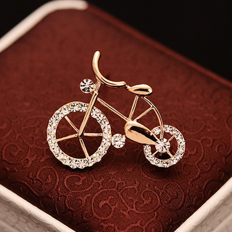 1PCS Elegance Gold Rhinestone Bike Shape Men Women Unisex Twinkle Brooch Pins Jewelry Gift ► Photo 1/6
