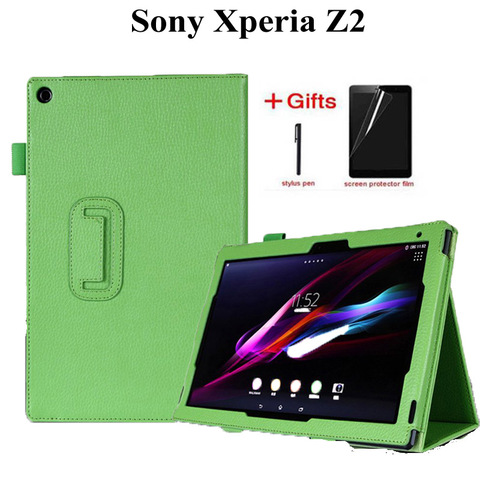 Litchi PU Leather Stand Case for Sony Xperia Z2 10.1 inch Tablet Flip PU Leather Stand Protective Funda Case+film+pen ► Photo 1/6