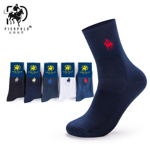 PIER POLO Socks 5Pairs/lot Men Brand Dress Socks Meia Cotton Socks Business Embroidery Winter Crew Socks Men ► Photo 1/5