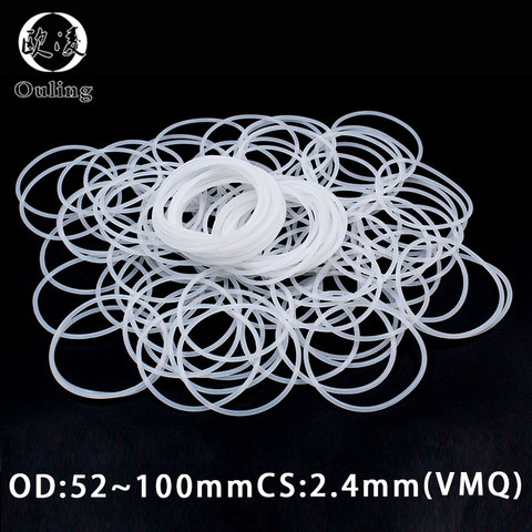 White Silicon Ring Silicone/VMQ O ring 2.4mm Thickness OD52/55/56/58/60/65/70/75/80/90/100mm Rubber O Ring Seal Gasket Washer ► Photo 1/1