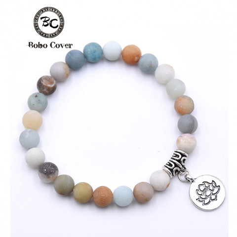 Natural Stone Lotus Buddha Beads Bracelet Matte Amazonite Mala Beads bracelets bangles For Women Men Yoga bracelet femme homme ► Photo 1/6