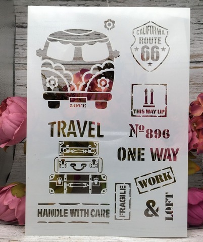 29*21cm New Bus Luaguage DIY Layering Stencils Wall Painting Scrapbook Coloring Embossing Album Decorative Paper Card Template ► Photo 1/1