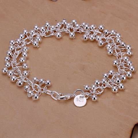 silver color bracelet Charm fashion Beautiful excellent fine smooth beads bright jewelry best wholesale price H17 ► Photo 1/4