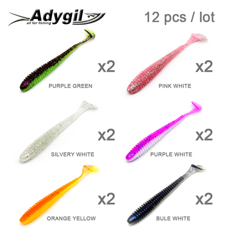 ADYGIL Fishing Lure Soft Lure Silicon Bait Soft Bait ADSL208/SWMP3 Mixed multicolor 12pcs 80mm 2.2g ► Photo 1/1