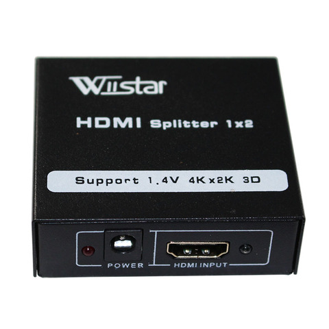 Wiistar 1pcs full HD1080p HDMI splitter 1X2  with power supply HDMI 1 input to 2 output for HDTV 1080P Vedio ► Photo 1/5