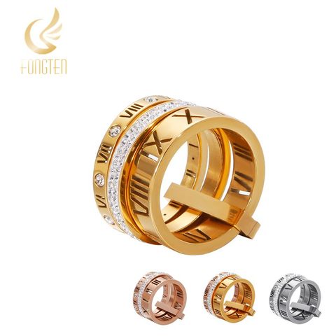 Roman Numerals Engagement Wedding Rings For Women Stainless Steel S Rose Gold Ladies Luxury Ring Bohemian Jewellery ► Photo 1/6
