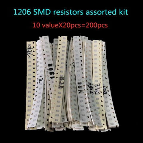 200PCS 1% 1206 SMD resistors assorted kit set ,10 valueX20pcs=200pcs 1R00 R820 R750 R620 R500 R470 R330 R220 R150 R100 ► Photo 1/2