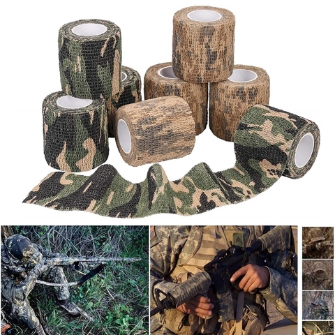 8 Rolls Camouflage Tape Protective Military Telescopic Camo Tape 5CM x 4.5M Non-Woven Self-Adhesive Wrap Fabric Stealth Tape ► Photo 1/6