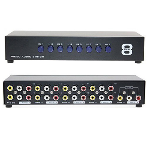GREATLINK AV Switch Box 4 in 1 out AV Audio Video Signal Composite for HDTV LCD DVD 3 RCA Switcher 8 to 1 Selector not Splitter ► Photo 1/6