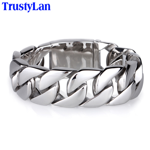 TrustyLan Shiny Glossy 316L Stainless Steel Mens Bracelets 2022